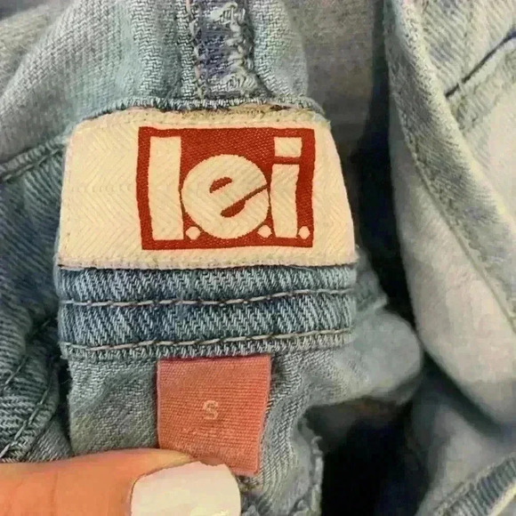 Lei denim short overalls sz S y2k 90s light wash casual western cowgirlcore long - Picture 11 of 11